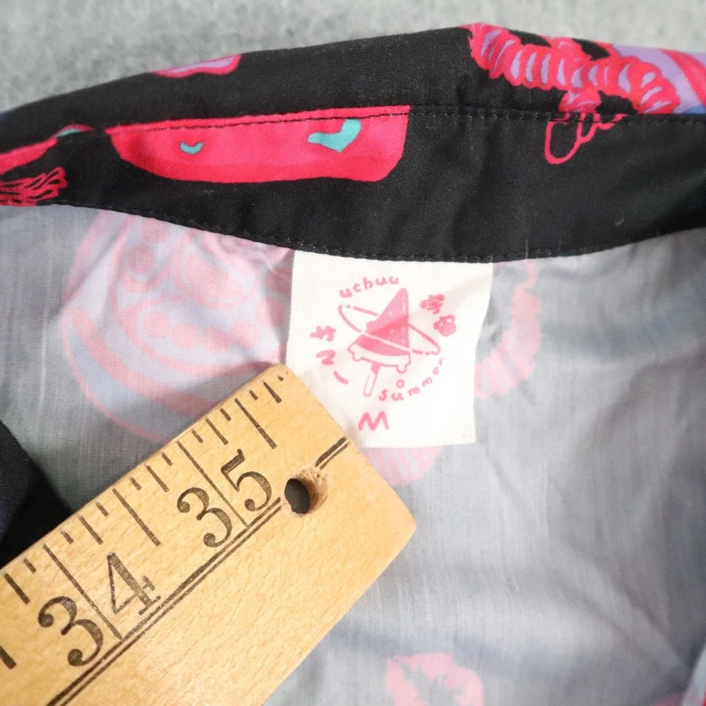 Uchuu‎ Summer Private Caller Hawaiian Shirt Medium Pink Telephone Kawaii Defunct
